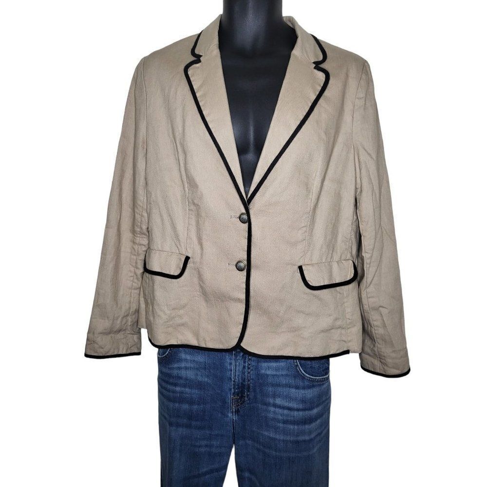 MNG By Mango Collection Khaki Sz 14 Blazer Women Long Sleeve‎ Workwear